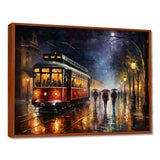 Vintage Tram Rainy Evening Paris - Train Canvas Wall Art