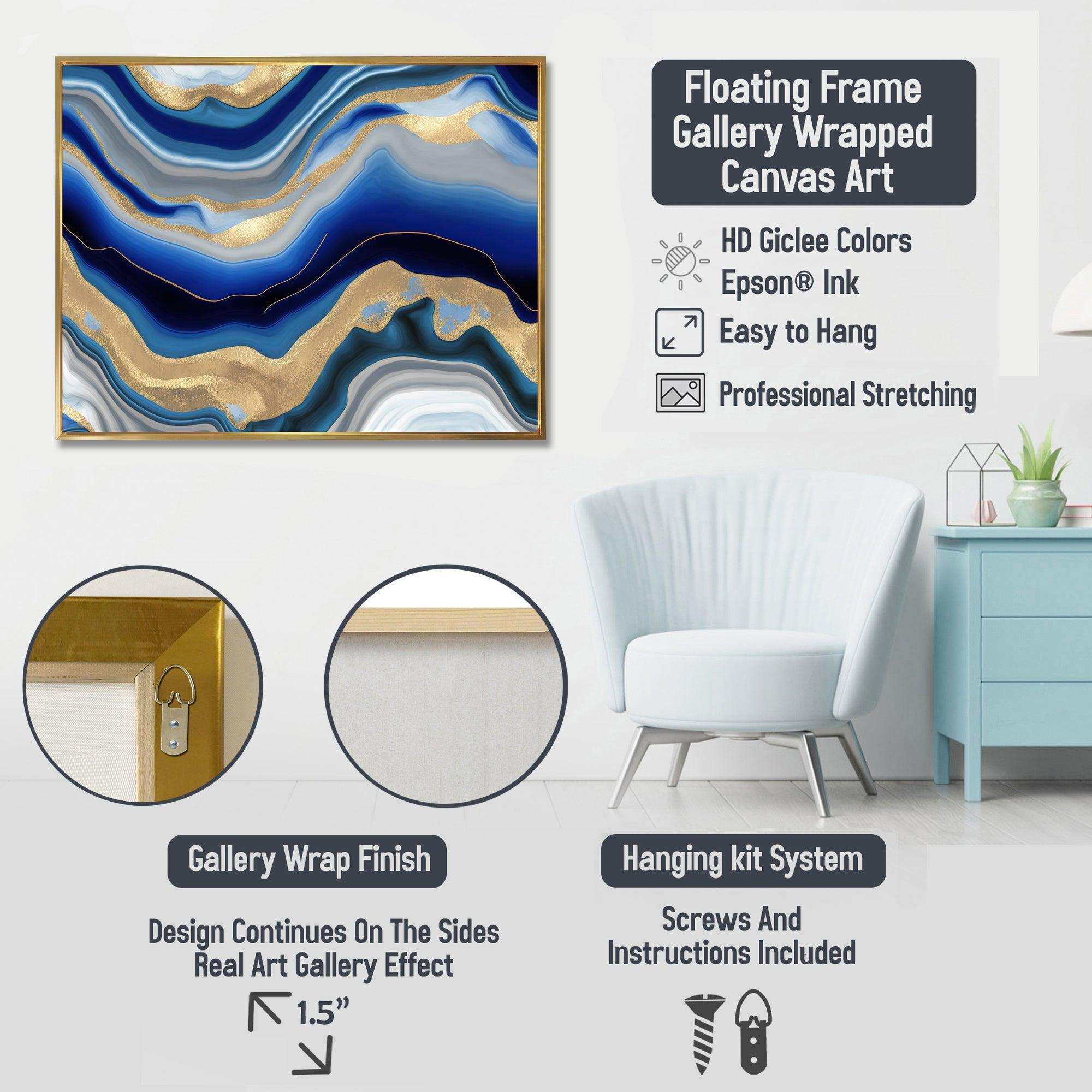 Teal Gold Abstract Fractal Mystic Mirage I - Abstract Canvas Wall Art