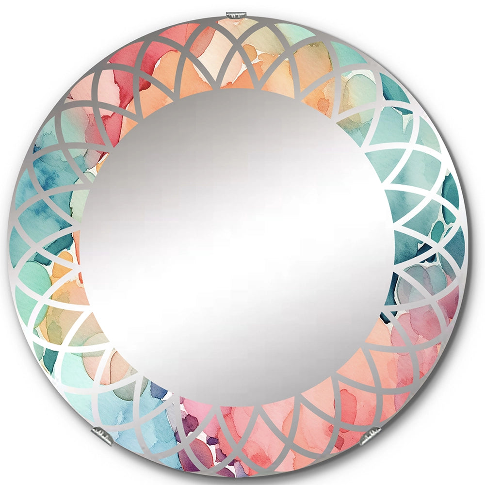 Pink and Teal Enchanted Spills - Abstract Wall Mirror