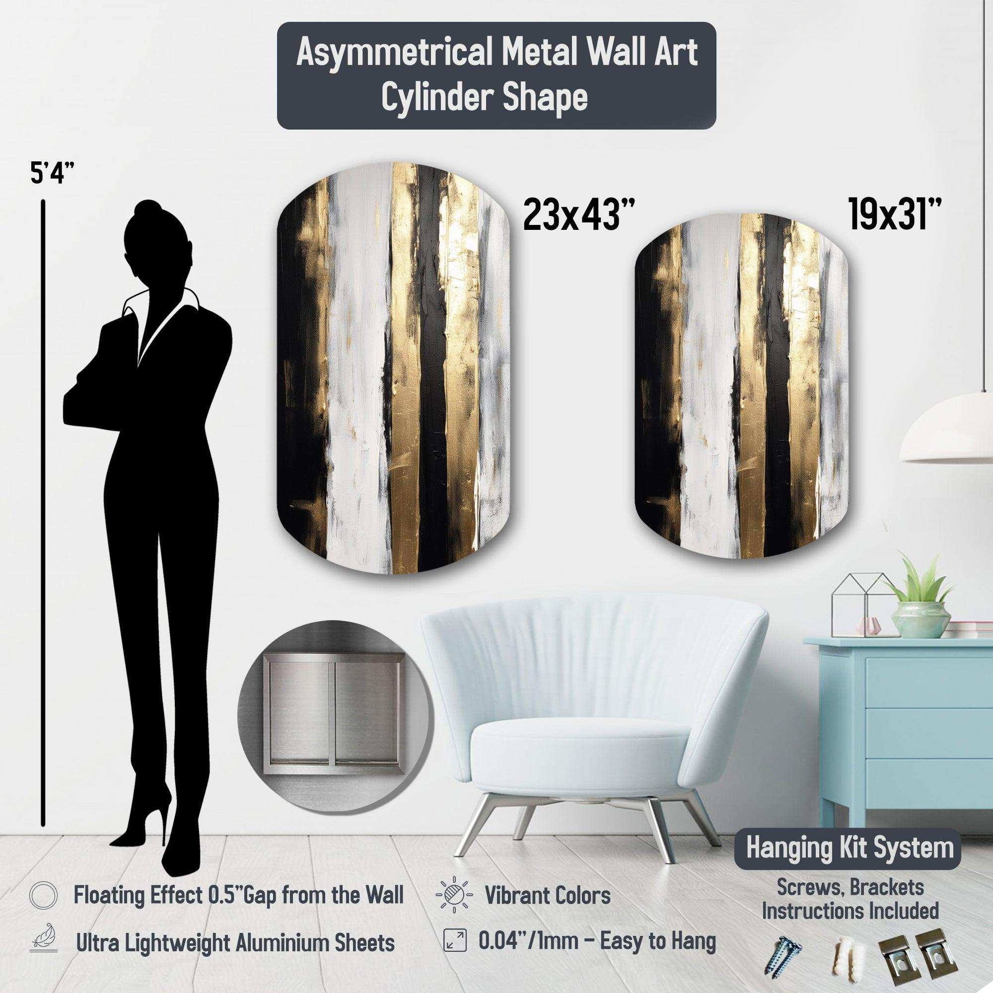 Golden Fern On Black I - Asymmetric Metal Wall Art