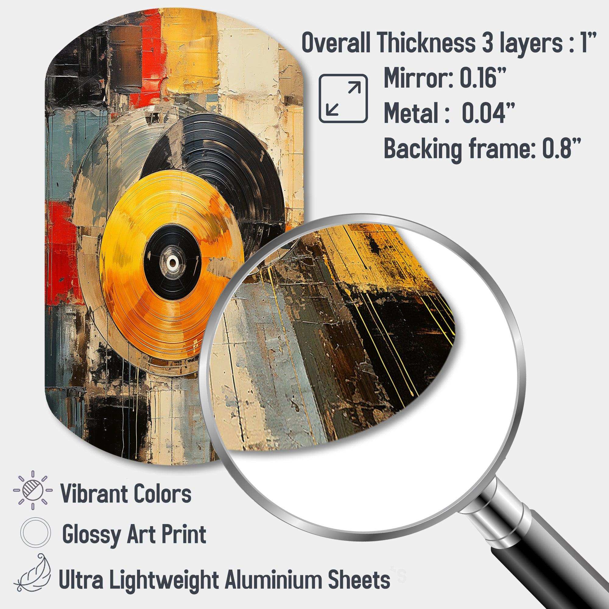 Colorful Retro Vinyl I - Asymmetric Metal Wall Art