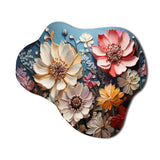 White Pink Wildflowers Natures Symphony IV - Asymmetric Metal Wall Art