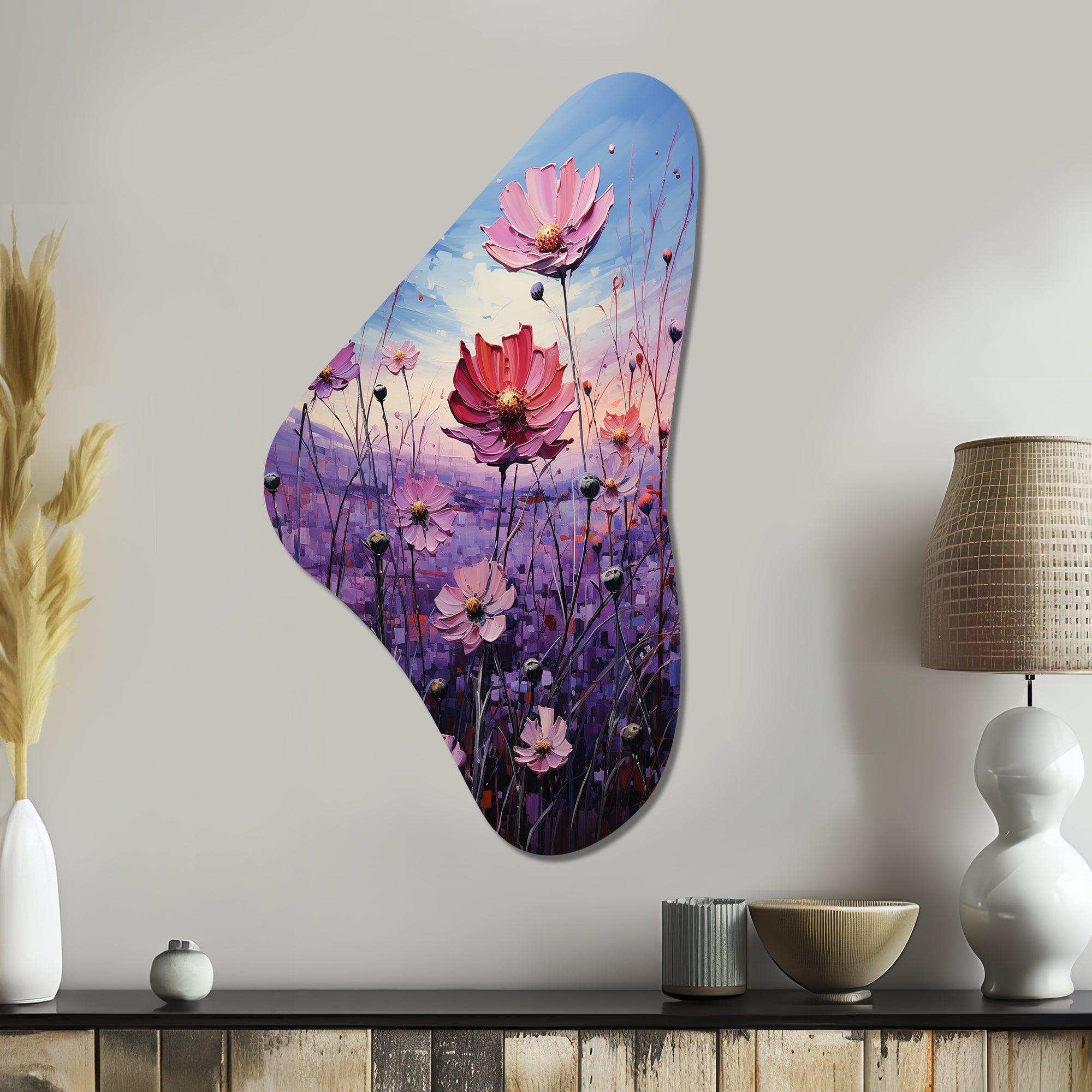 Zinnias Violet Serenade II - Asymmetric Metal Wall Art