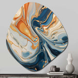 Teal Orange Aqua Symphony - Asymmetric Metal Wall Art