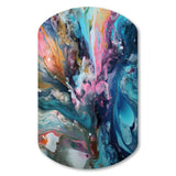 Teal Pink Aqua Symphony - Asymmetric Metal Wall Art