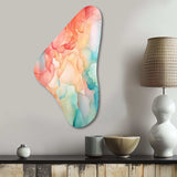 Orange and Teal Enchanted Spills - Asymmetric Metal Wall Art