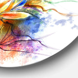 Abstract Multi color Flower Fusion Large Flower Metal Circle Wall Art