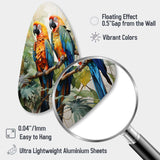 Two Parrots On Branch I - Asymmetric Metal Wall Art