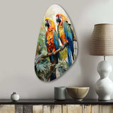 Two Parrots On Branch I - Asymmetric Metal Wall Art