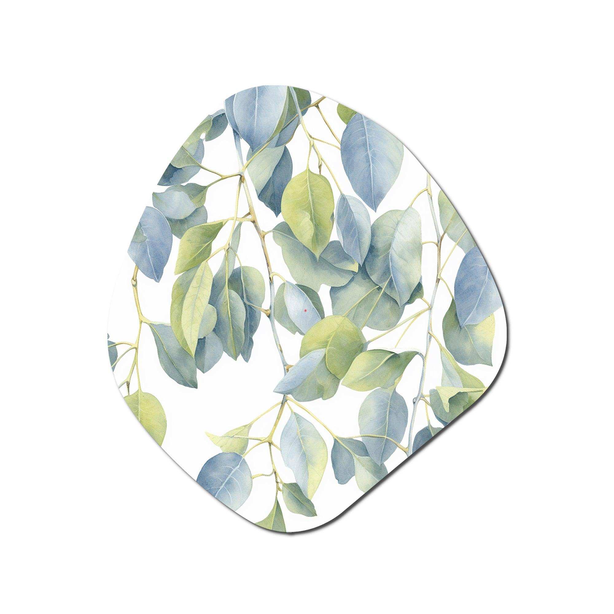 White Green Minimalism Eucalyptus Essence II - Asymmetric Metal Wall Art