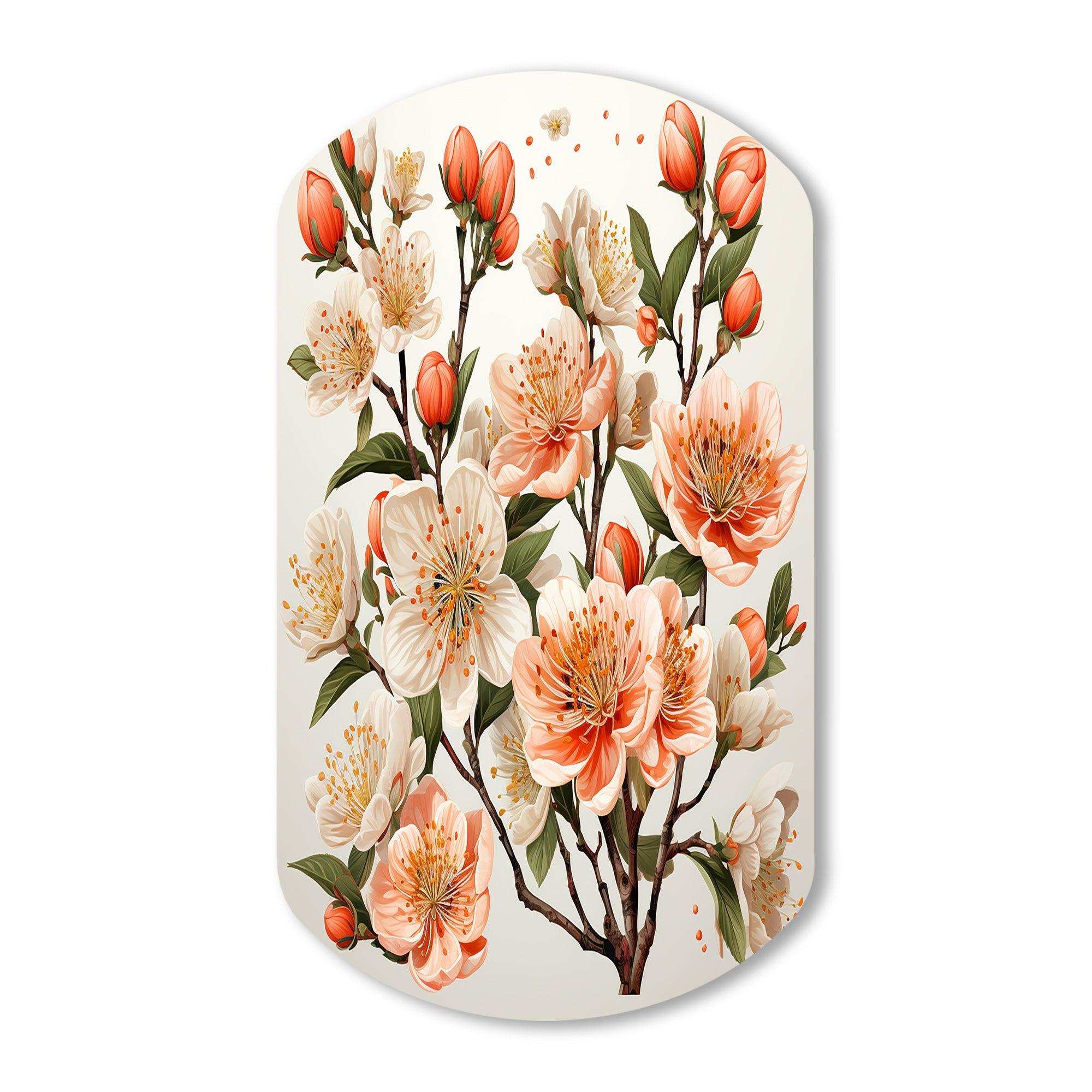 Peach Blossom Bliss IV - Asymmetric Metal Wall Art