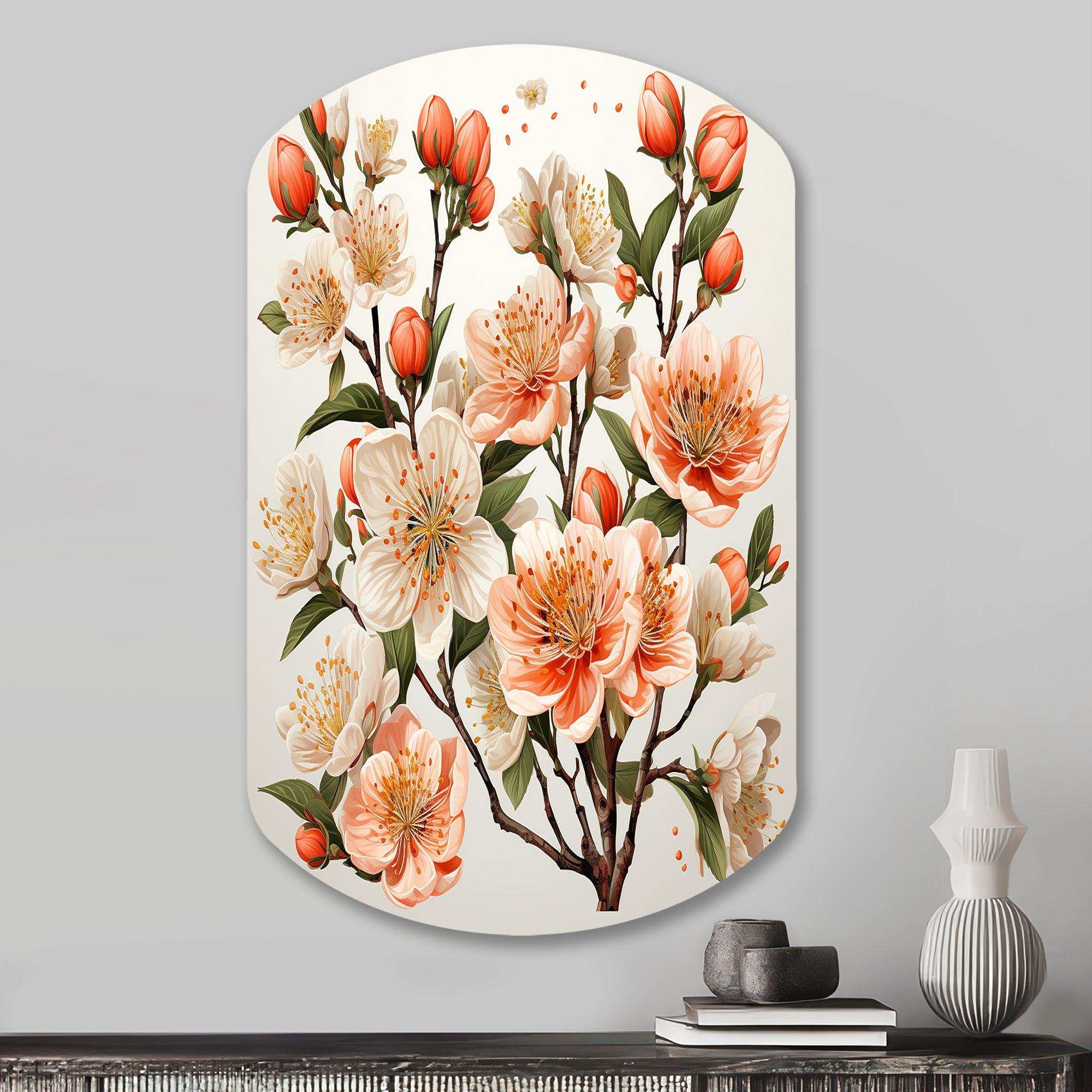 Peach Blossom Bliss IV - Asymmetric Metal Wall Art