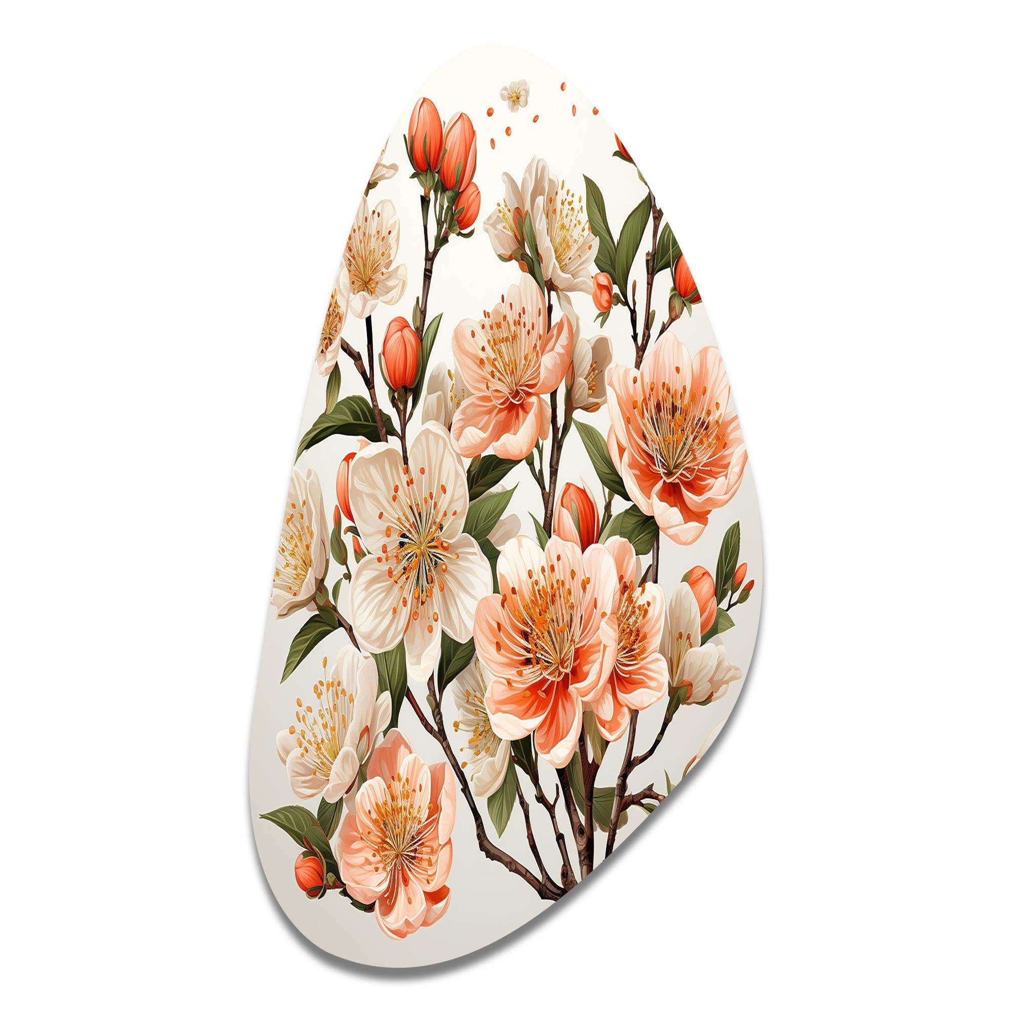Peach Blossom Bliss IV - Asymmetric Metal Wall Art