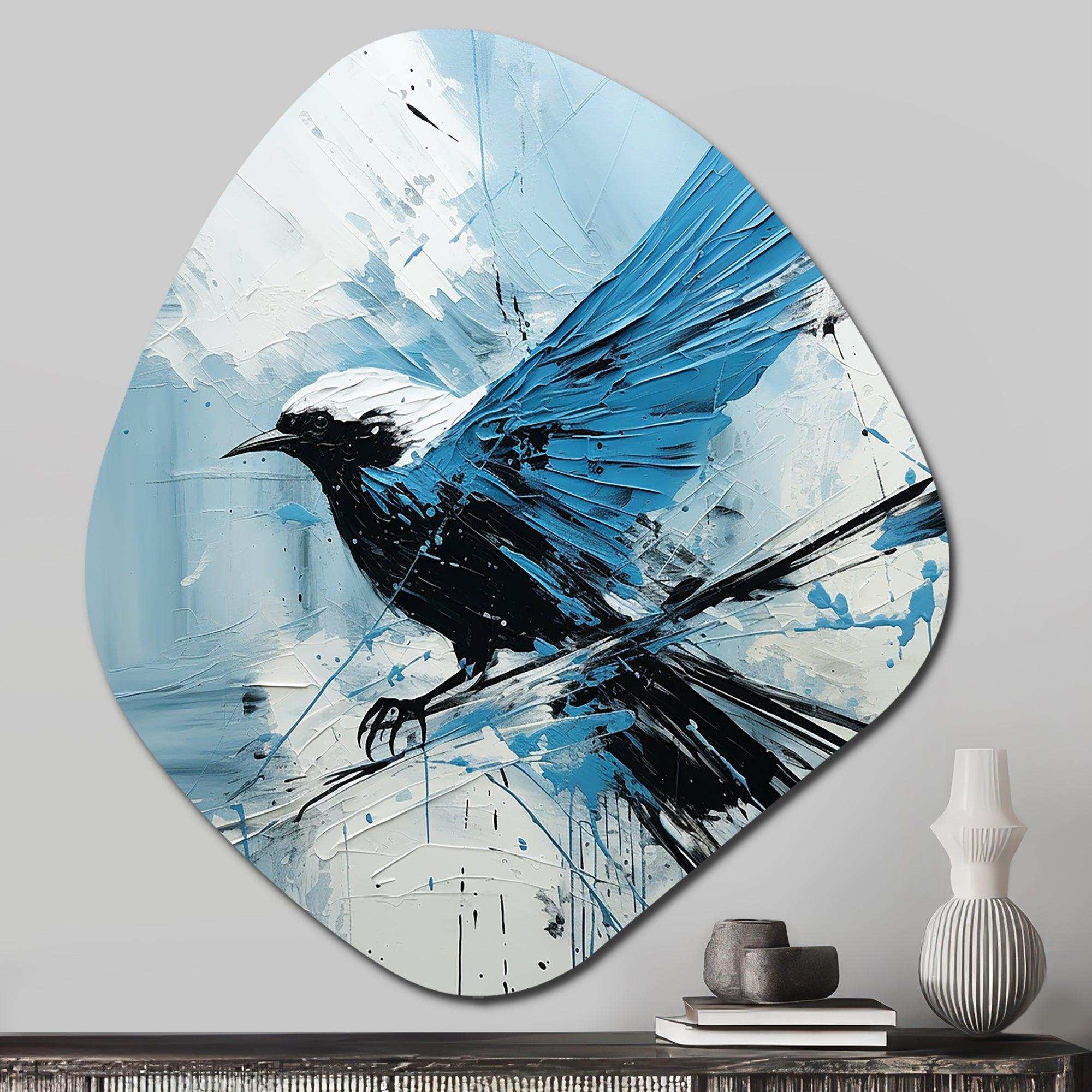 Blue Bird In Mix Of Colors - Asymmetric Metal Wall Art