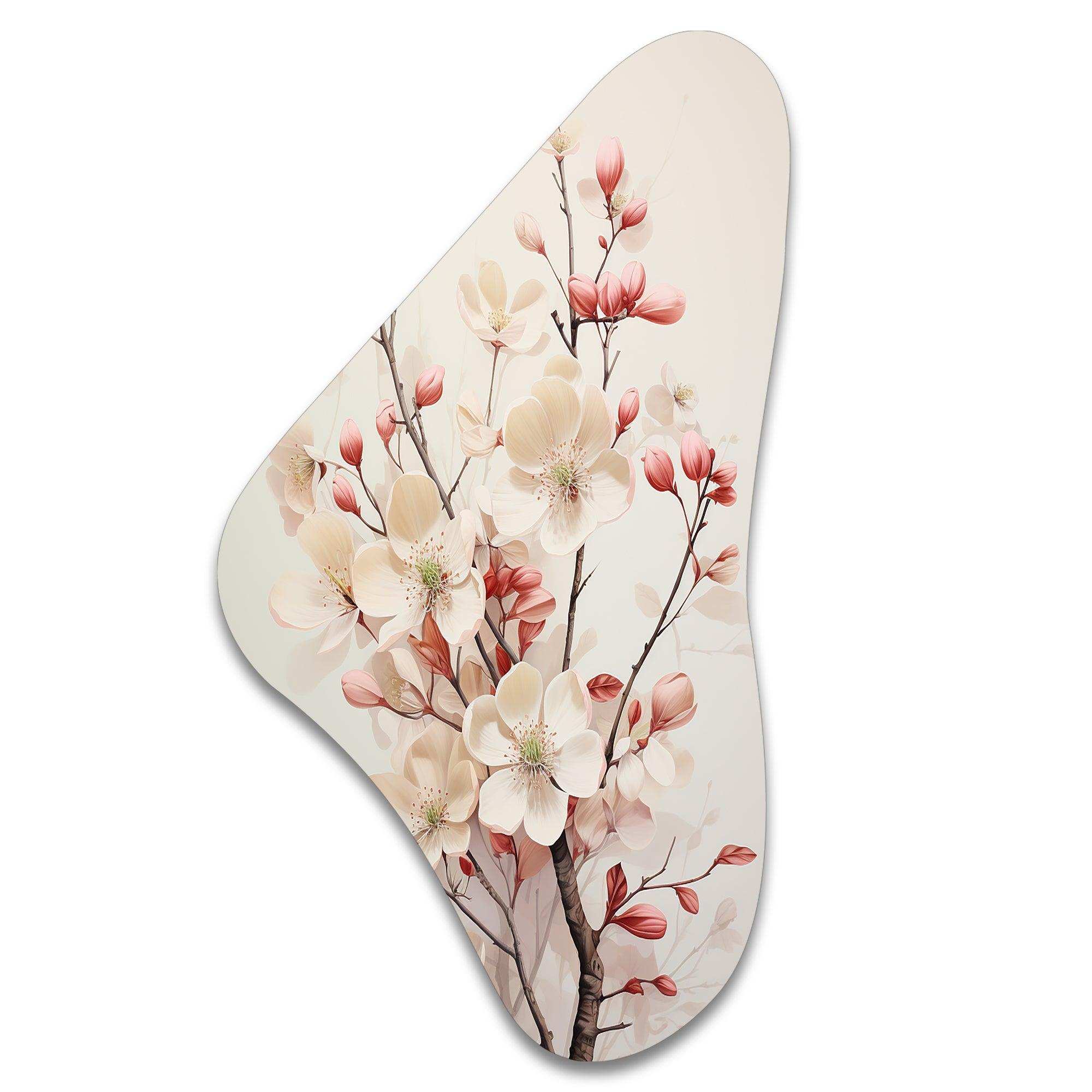 White Dogwood Blossom Harmony III - Asymmetric Metal Wall Art
