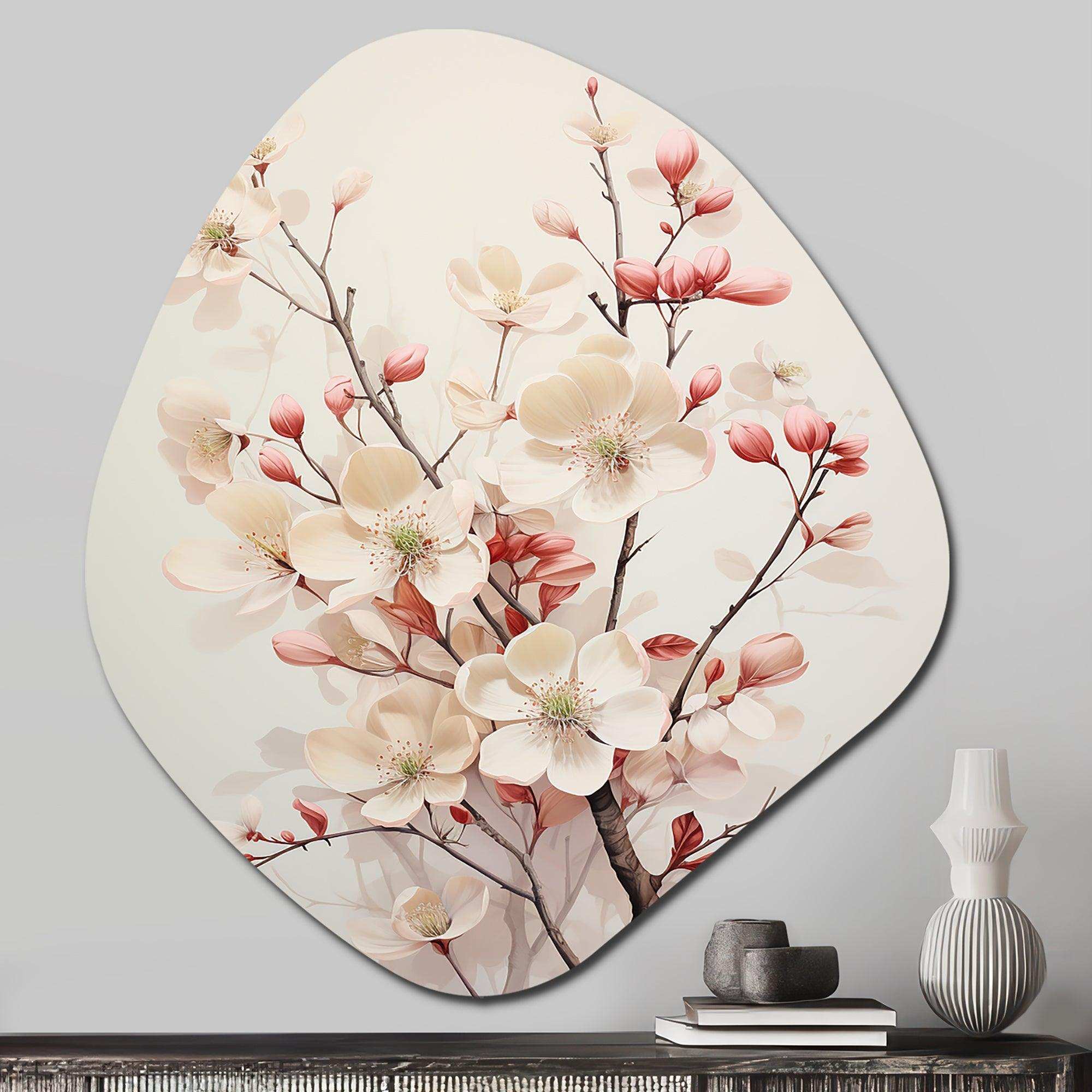 White Dogwood Blossom Harmony III - Asymmetric Metal Wall Art