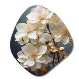 Baroque Hydrangea White And Gold II - Asymmetric Metal Wall Art