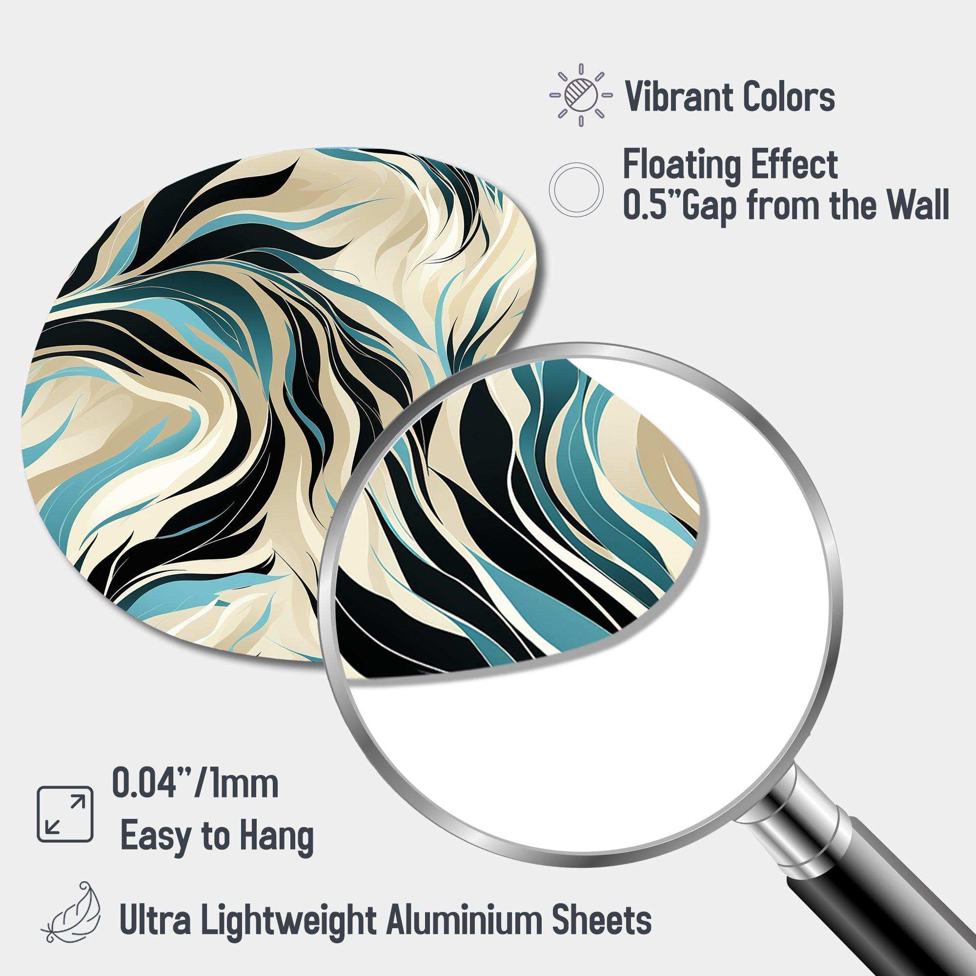 Teal And Cream Natures Whispers - Asymmetric Metal Wall Art