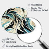 Teal And Cream Natures Whispers - Asymmetric Metal Wall Art