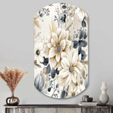 Ethereal Blue And White Chrysanthemum Boho Pattern - Asymmetric Metal Wall Art
