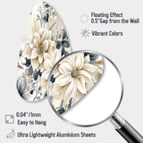 Ethereal Blue And White Chrysanthemum Boho Pattern - Asymmetric Metal Wall Art