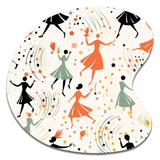 Midcentury Blue And Orange Poka Dota Dance - Asymmetric Metal Wall Art