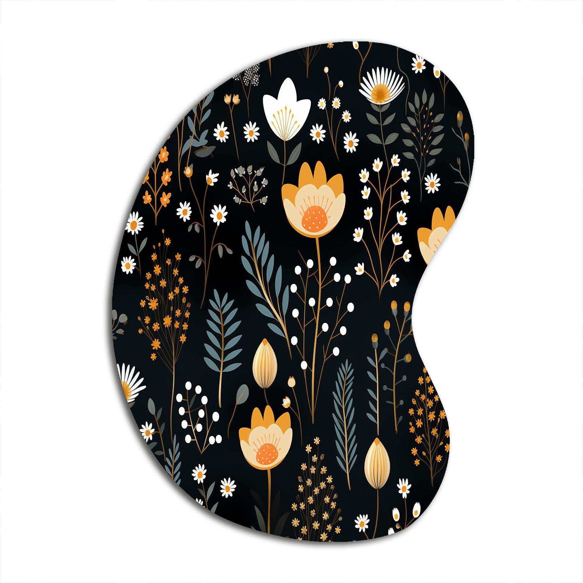 Rustic Black And Yellow Garden Charm - Asymmetric Metal Wall Art