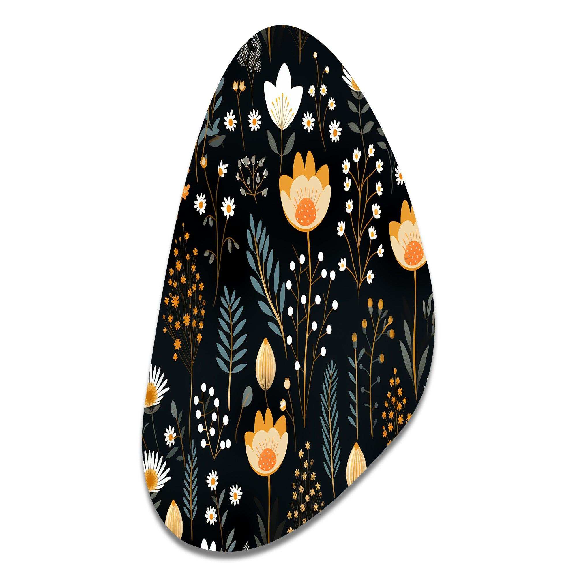 Rustic Black And Yellow Garden Charm - Asymmetric Metal Wall Art
