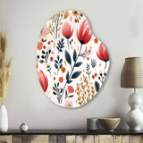 Rustic Pink Garden Charm Floral Pattern - Asymmetric Metal Wall Art