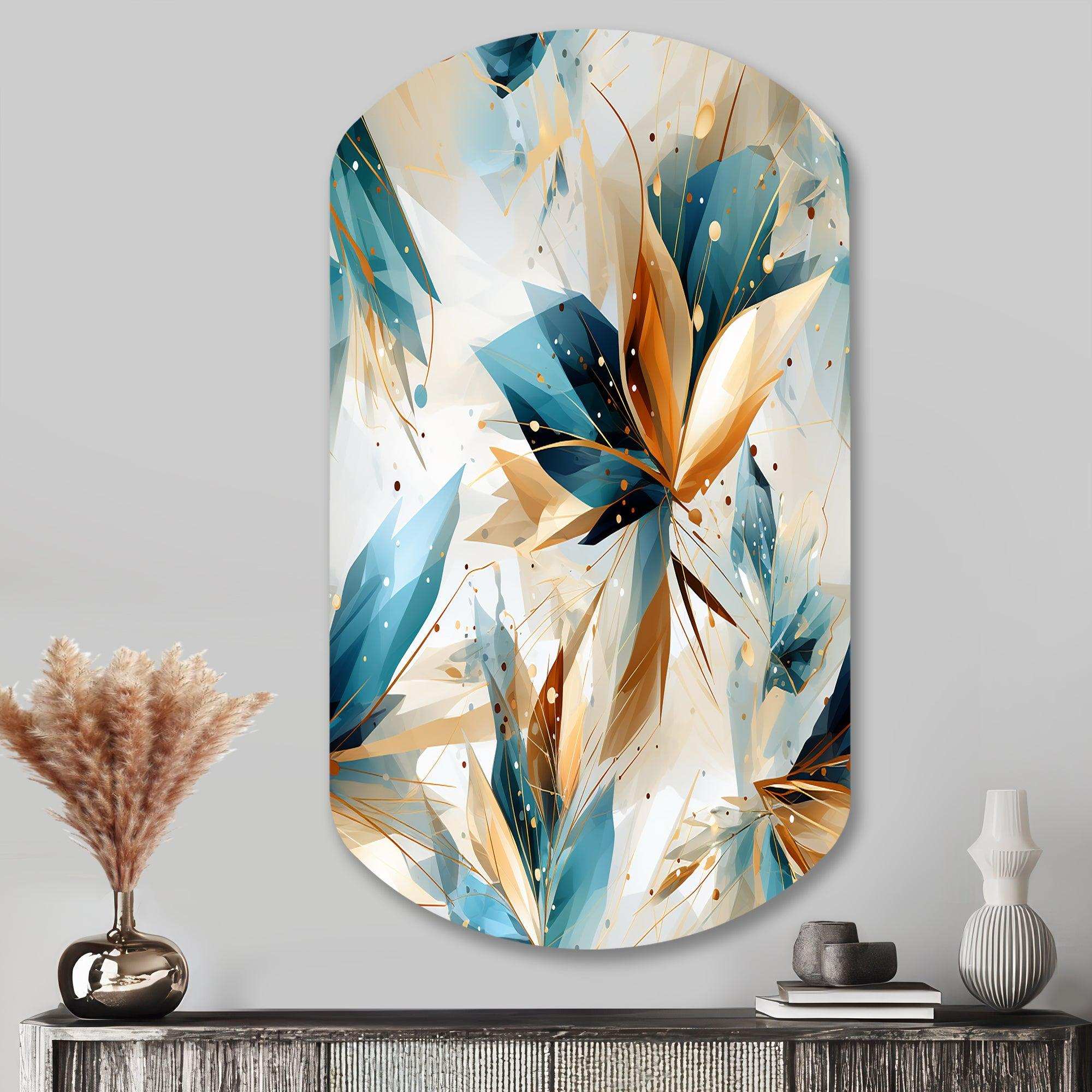 Teal And White Crystal Extravagant Glamour - Asymmetric Metal Wall Art