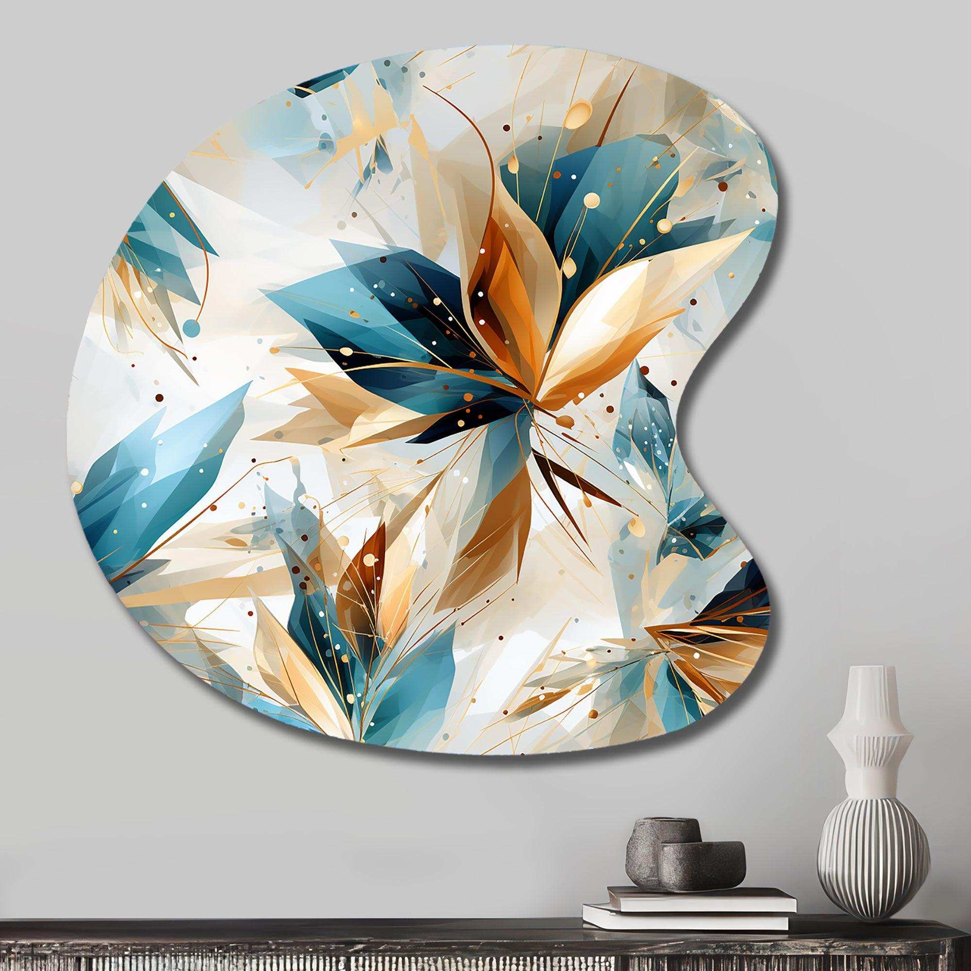 Teal And White Crystal Extravagant Glamour - Asymmetric Metal Wall Art