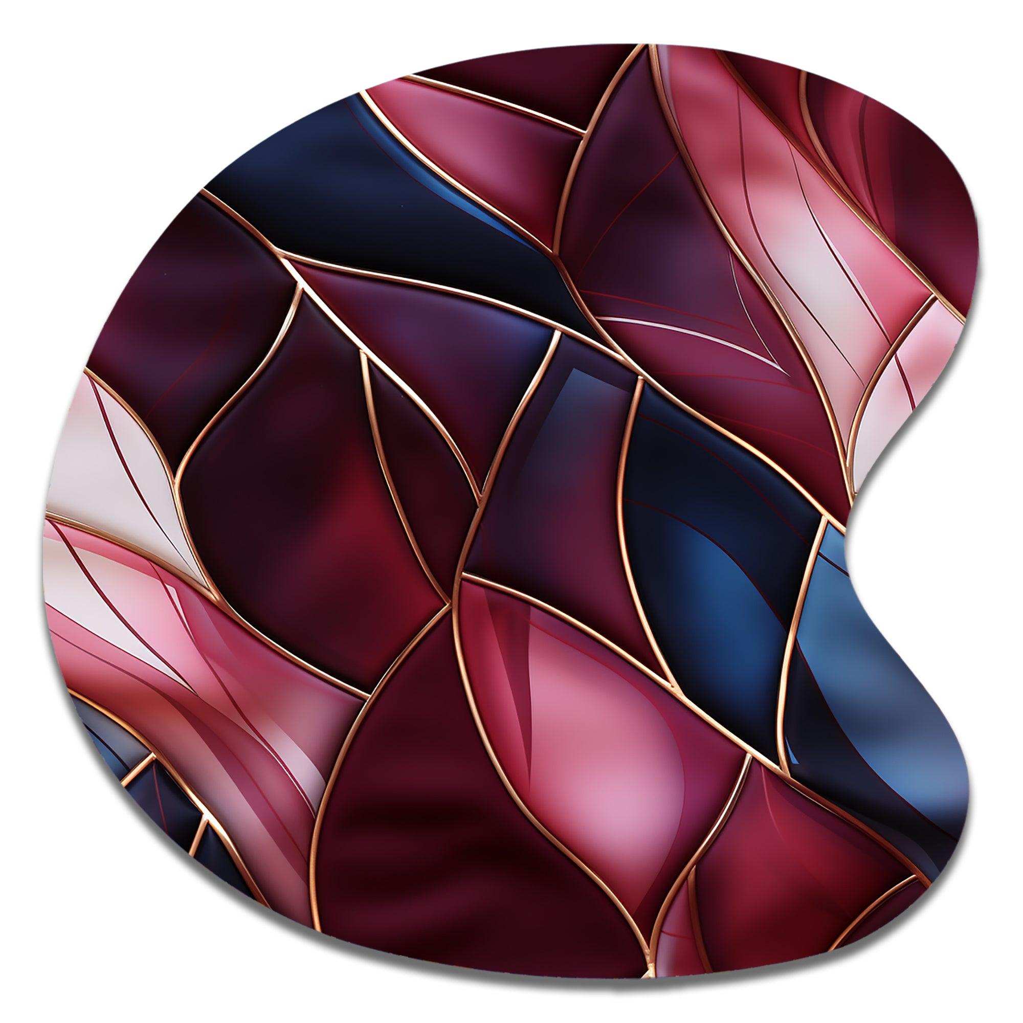 Radiant Glamour Deep Burgundy Marlbe - Asymmetric Metal Wall Art