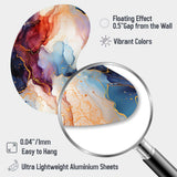 Red And Blue Celestial Radiance Marble Bliss - Asymmetric Metal Wall Art