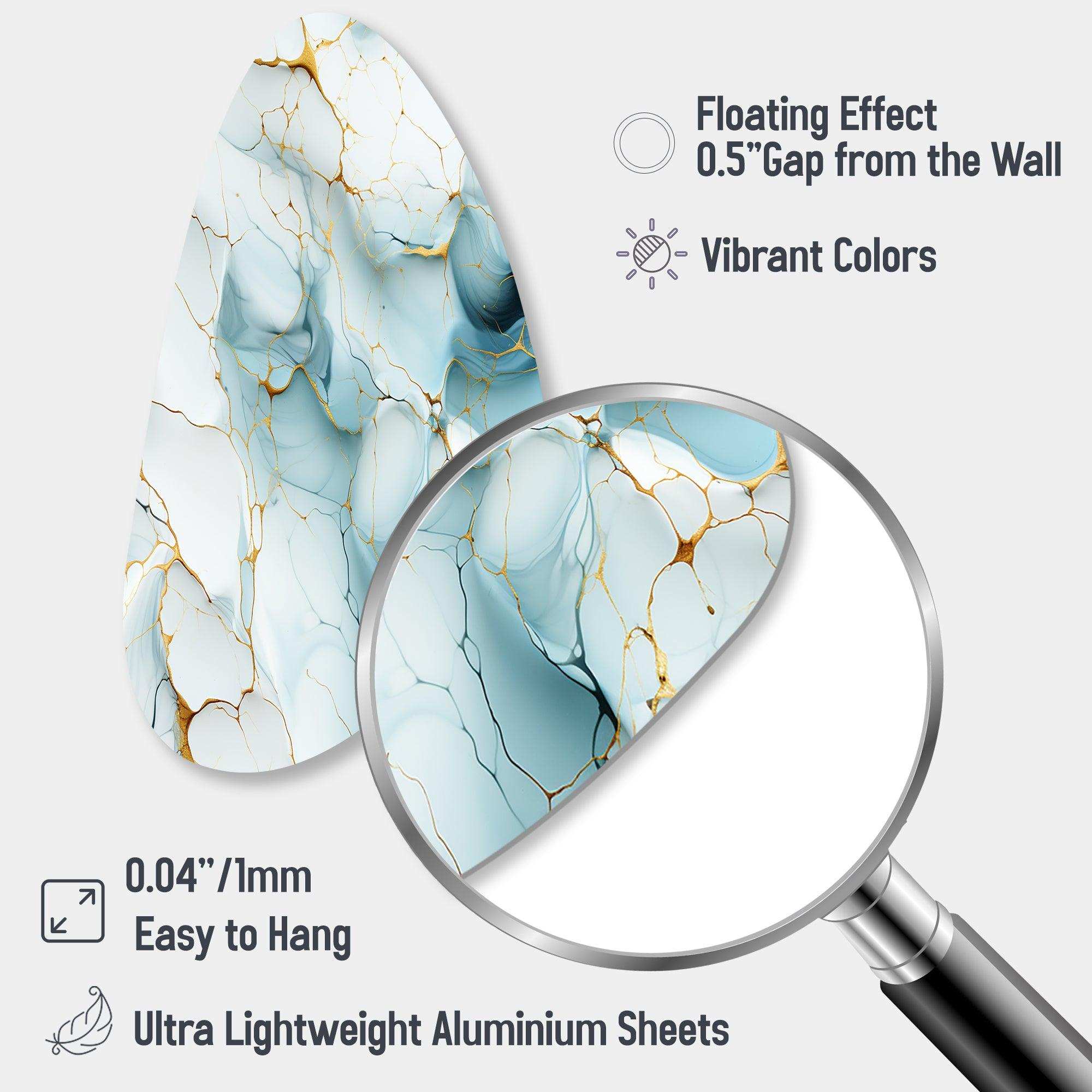 Oriental Elegance Marble Pattern - Asymmetric Metal Wall Art