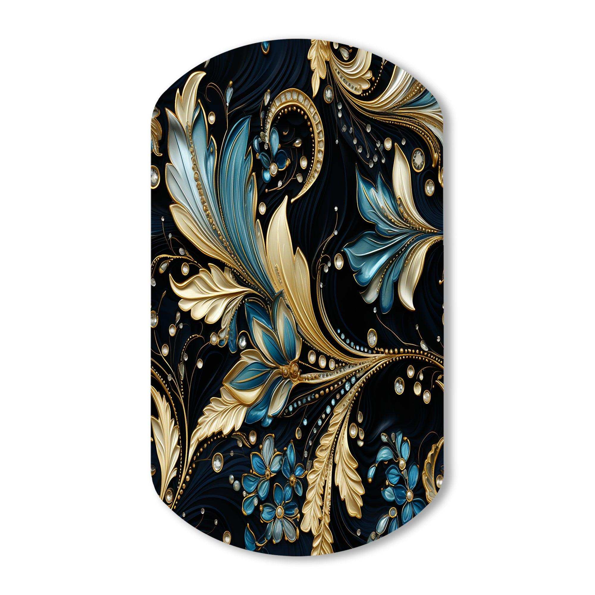 Gilded Luxe Paisley Pattern - Asymmetric Metal Wall Art