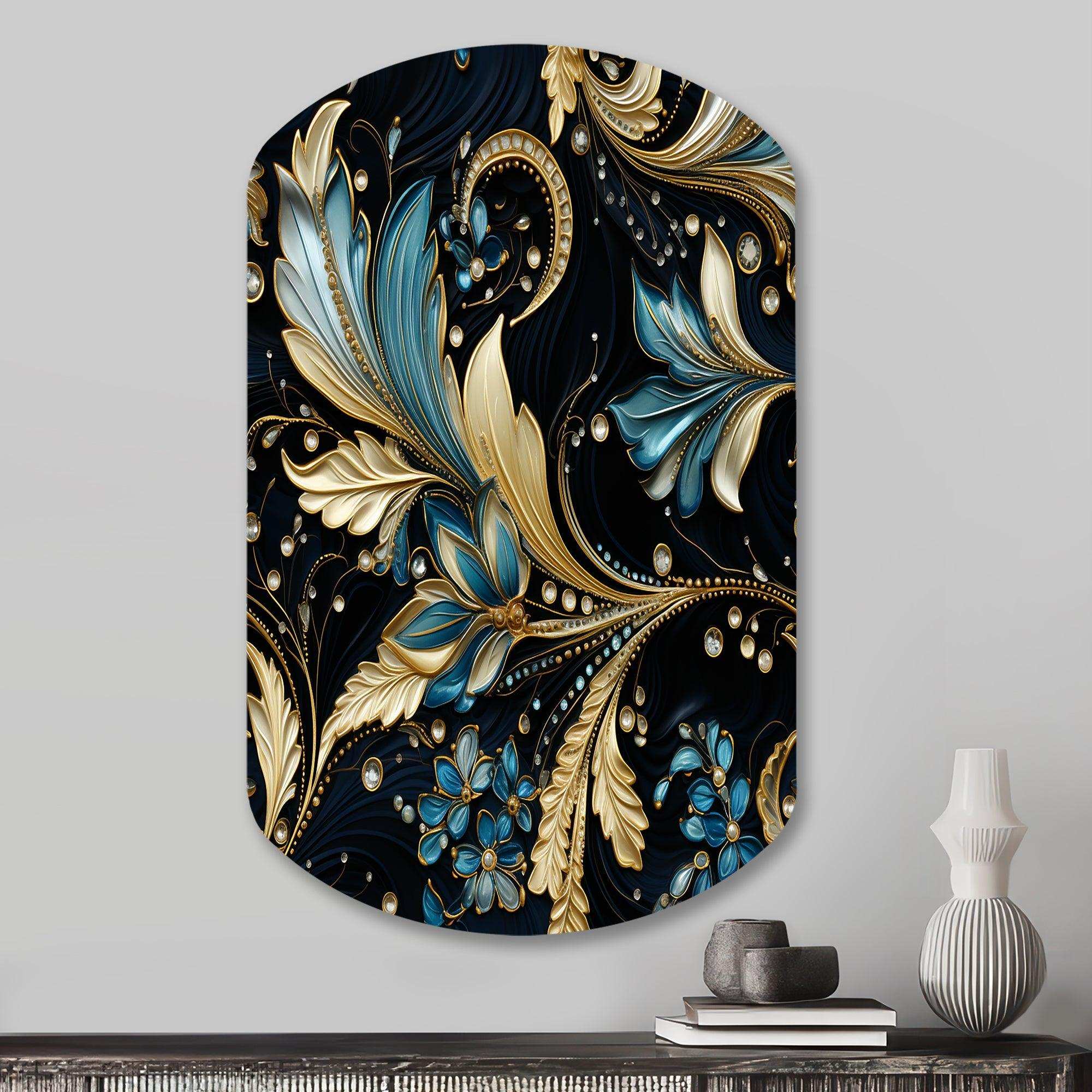 Gilded Luxe Paisley Pattern - Asymmetric Metal Wall Art
