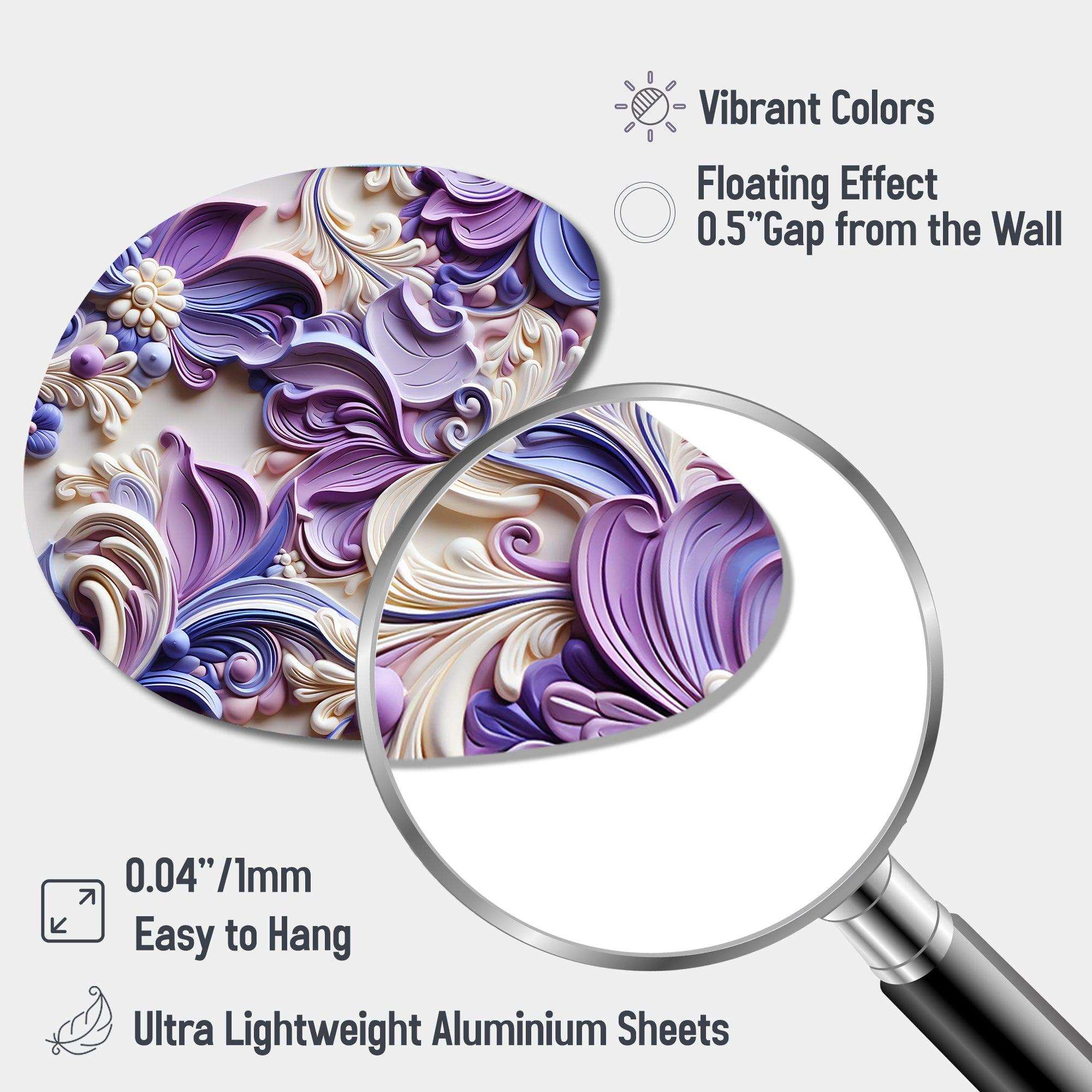 Purple Lavender Persian Paisleys - Asymmetric Metal Wall Art