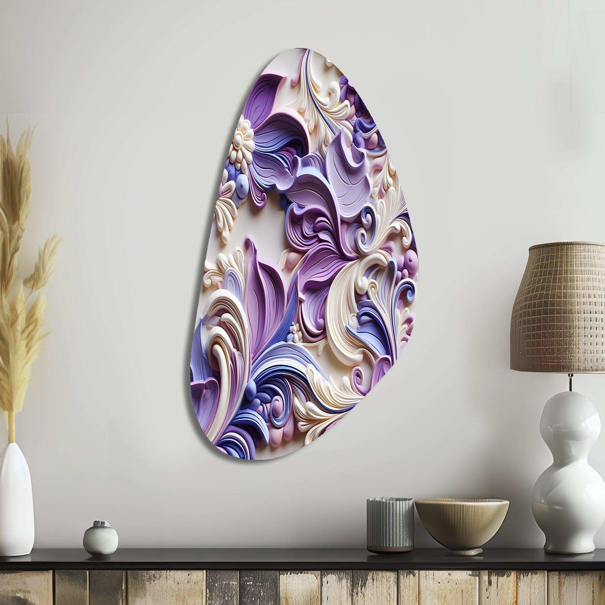 Purple Lavender Persian Paisleys - Asymmetric Metal Wall Art