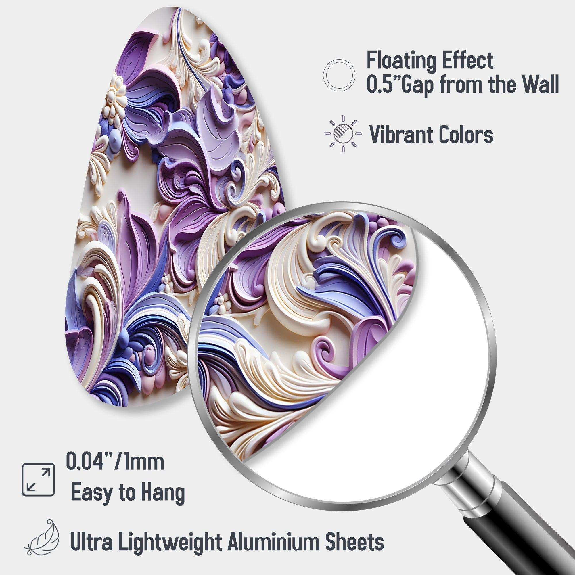 Purple Lavender Persian Paisleys - Asymmetric Metal Wall Art