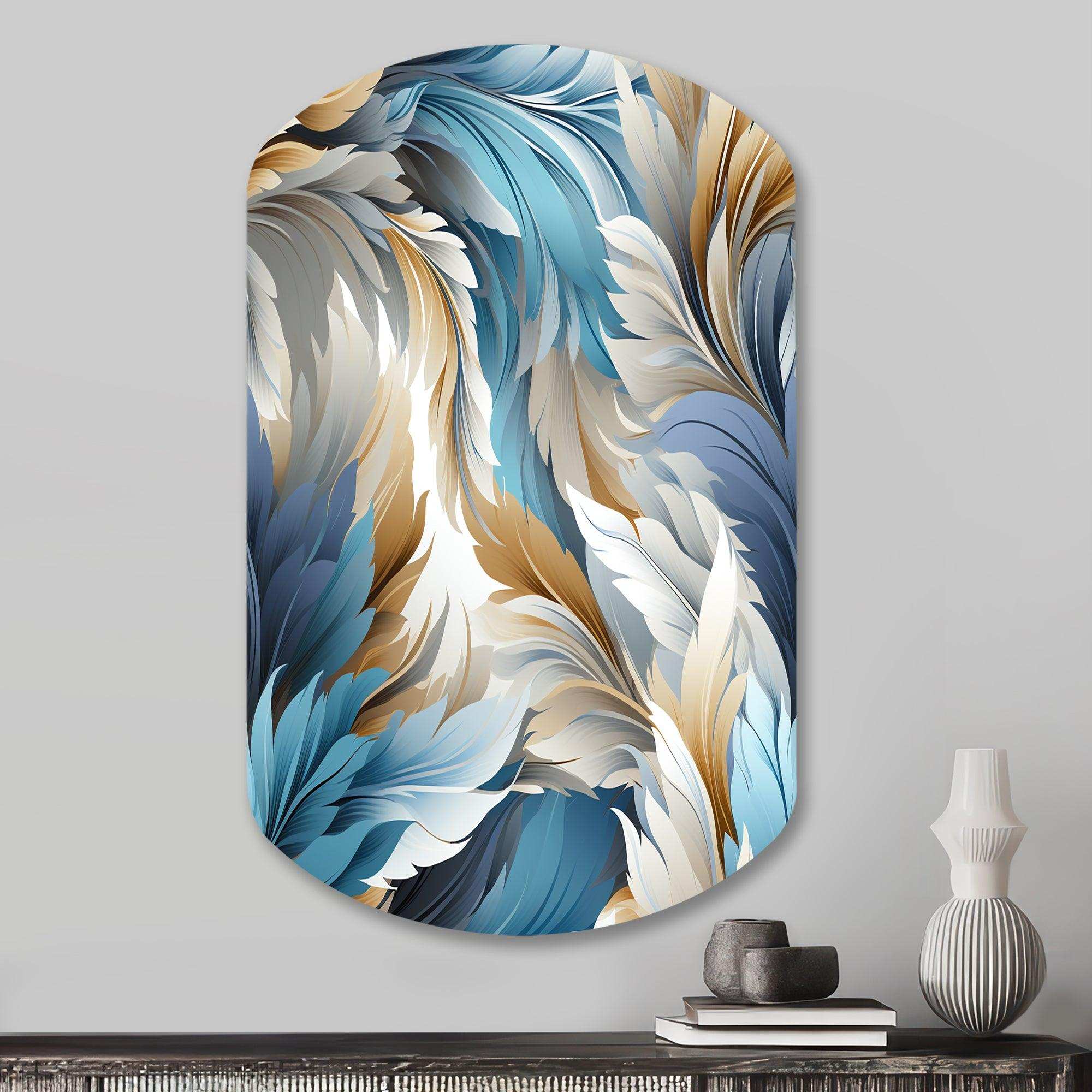 White And Teal Marble Flowers Serenity - Asymmetric Metal Wall Art