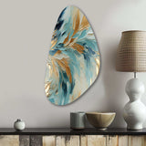 Gold And Blue Frosty Drift Experienc - Asymmetric Metal Wall Art