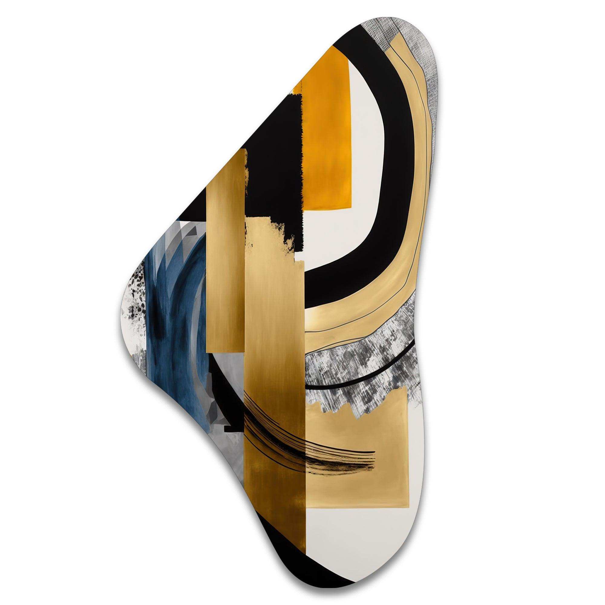Glam Gold And Black Expression I - Asymmetric Metal Wall Art