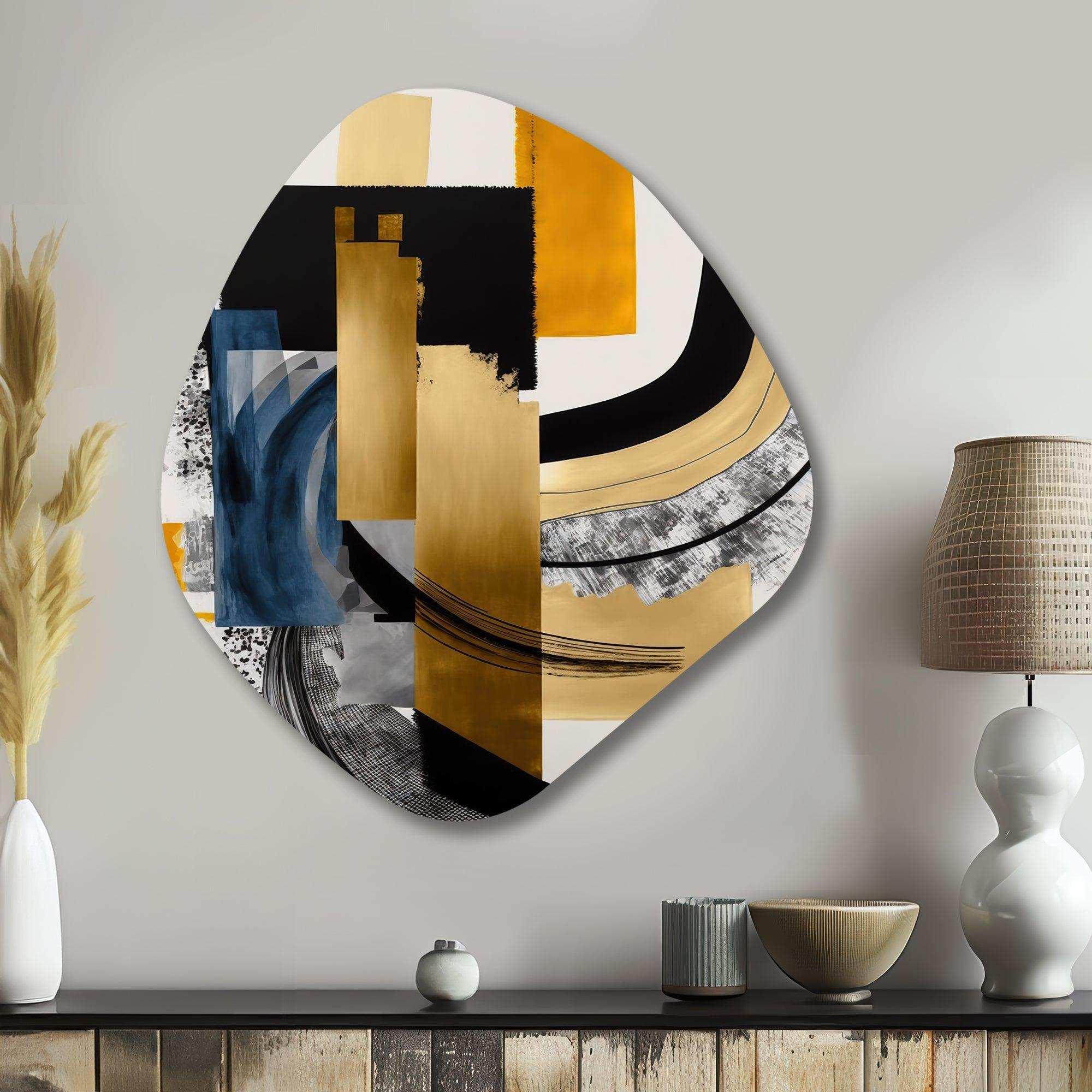 Glam Gold And Black Expression I - Asymmetric Metal Wall Art