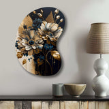 Blue And Gold Daisy Bunch II - Asymmetric Metal Wall Art