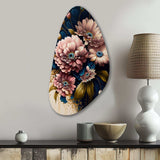 Burgundy And Blue Daisy Bunch I - Asymmetric Metal Wall Art