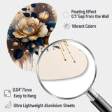 Brown And Blue Rose Design - Asymmetric Metal Wall Art