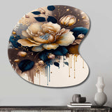Brown And Blue Rose Design - Asymmetric Metal Wall Art