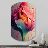 Multicolor Liquid Ink Tulip Flowers I - Asymmetric Metal Wall Art