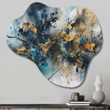 Blue Gold Captivating Liquid Ink - Asymmetric Metal Wall Art