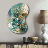 Turquoise Yellow Captivating Liquid Ink - Asymmetric Metal Wall Art